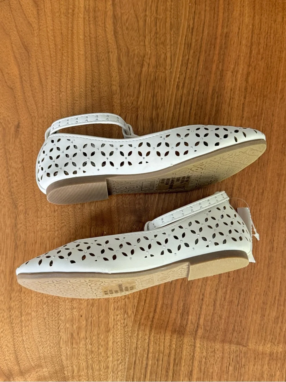 MIA White Laser-Cut T‑Strap Girls' Dress Flats
